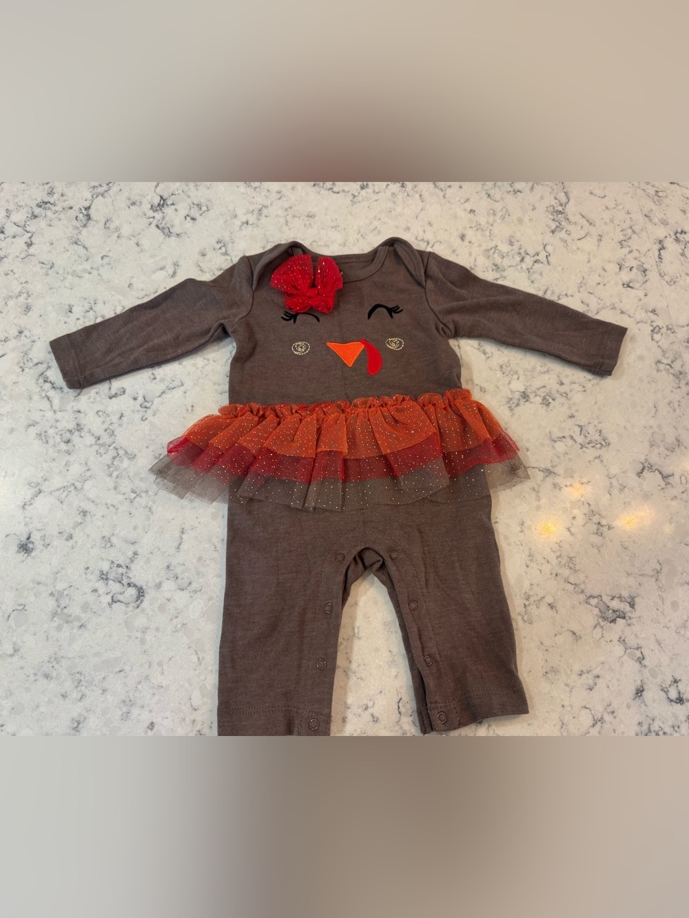 Brown Baby Tutu Romper with Orange Red Accents